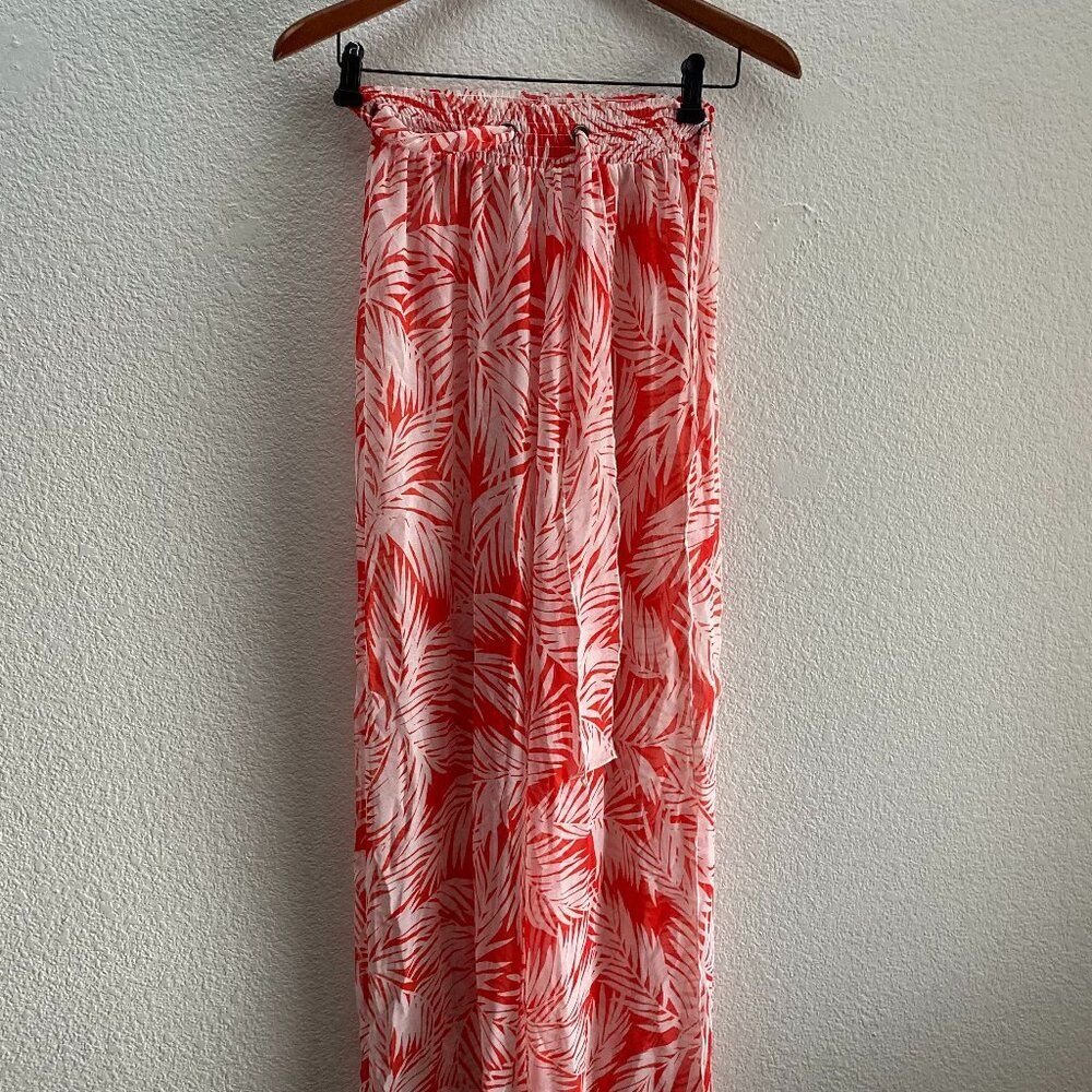 London Jean Lightweight Floral Sheer Beach Pants Lounge Size 6 100% Polyester